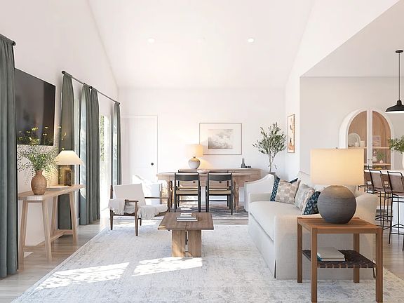 Great room with vaulted ceiling