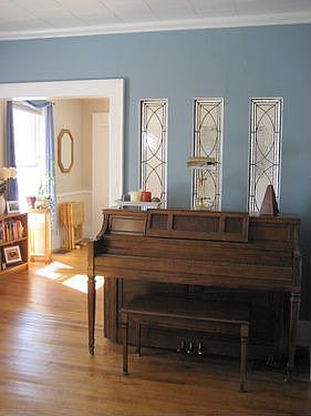 Stained glass between music room and LR
