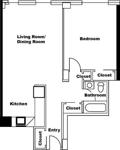 Floor plan One Bedroom 13s