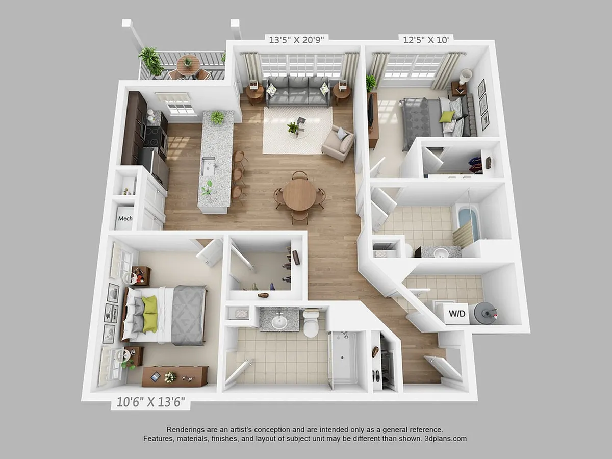 Floor plan 2-Bedroom 2-Bathroom | 1,182 sqft B