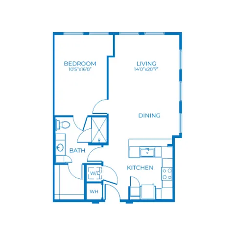 Floor plan A1d | 1 Bed | 1 Bath | 80