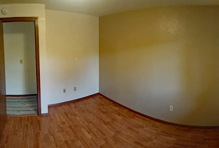 Bedroom 2 view 2: accent wall is now green