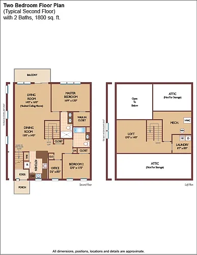 Floor plan $1.82/sq.ft. - Two Bedroom w/ Loft