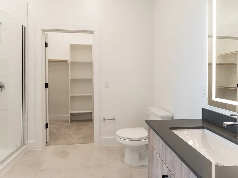 Bathroom with hard surface flooring