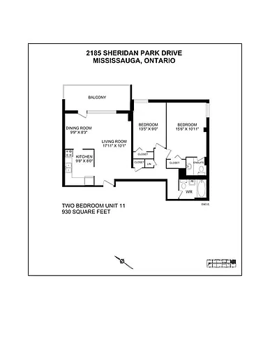 Floor plan 2 Bedroom 2 Bed 1.5 Bath