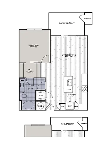 Floor plan A5.1 - One Bedroom, One Bathroom