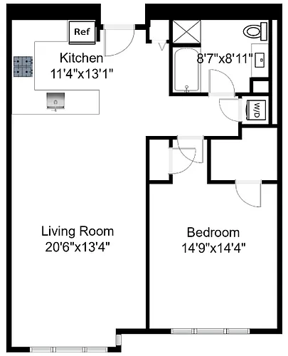 Floor plan 615 1 Bed 1 Bath