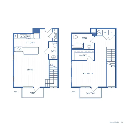 Floor plan 1x1.5 Townhouse