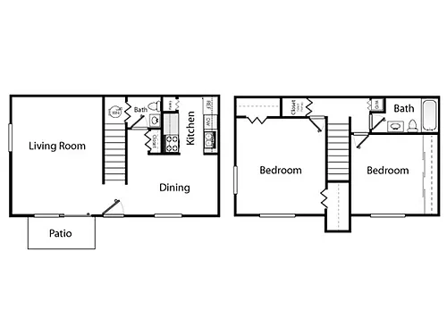 Floor plan 2x2 W/D Townhome