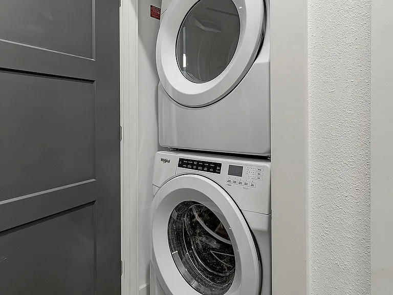 Experience the convenience of a space-saving laundry solution.
