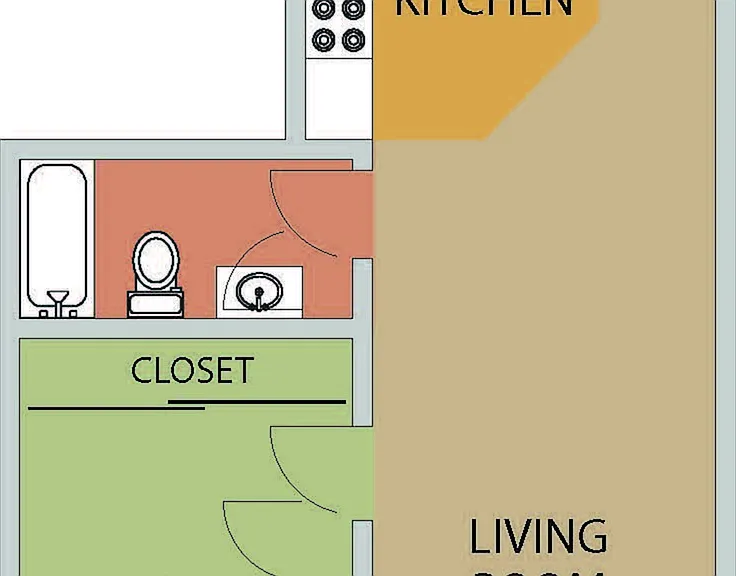 837-841 Building - 1 bedroom facing back 837-841 Building - 1 bedroom facing back