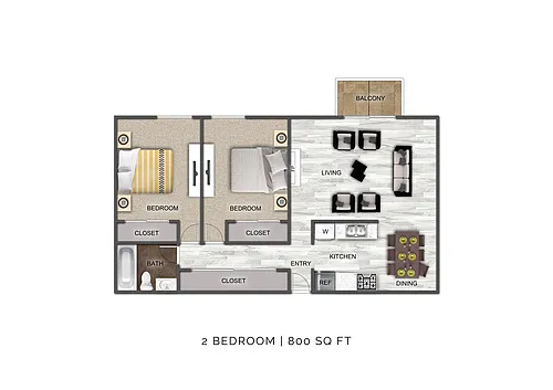 Floor plan 2 Bedroom D