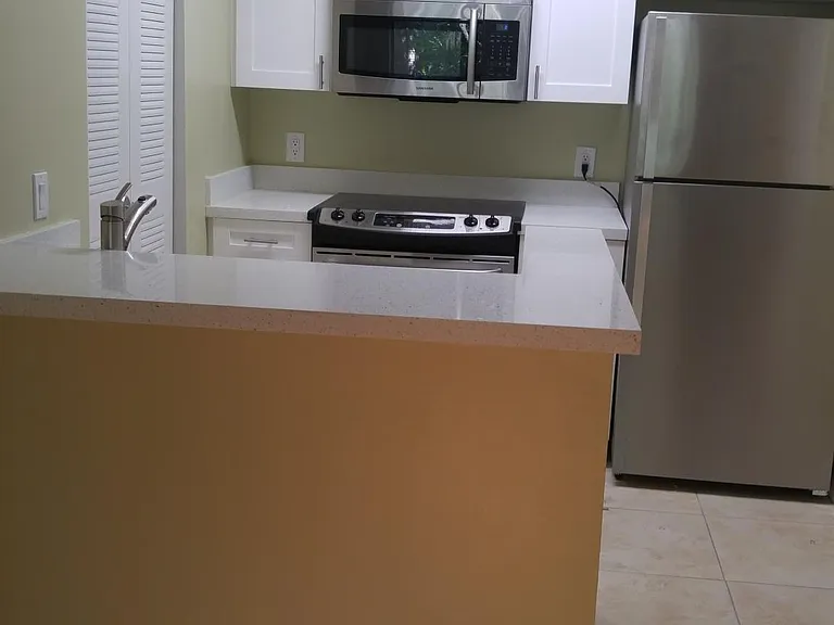 Kitchen and counter area.