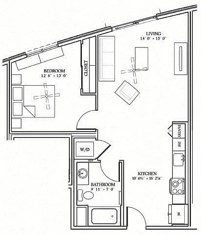 Floor plan ONE BEDROOM 5