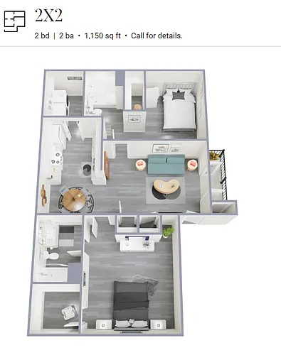 Floor plan 2 Bed 2 bath