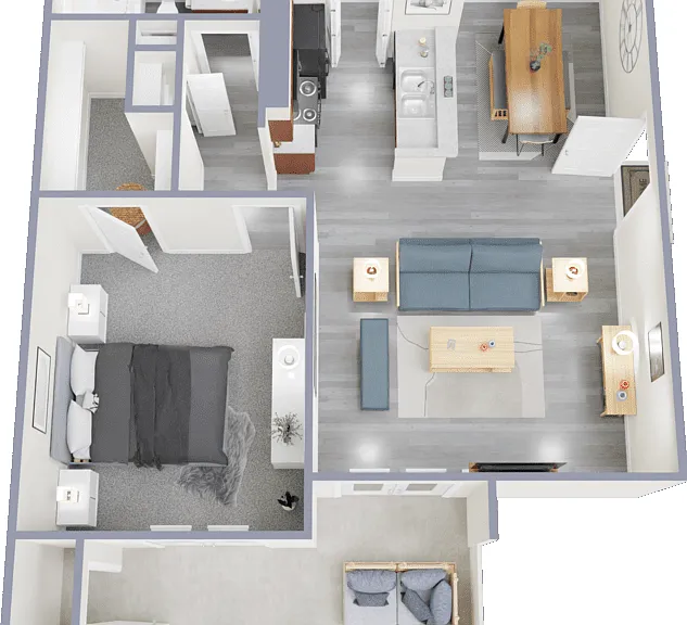 Large 1 Bed 1 Bath Floorplan Diagram