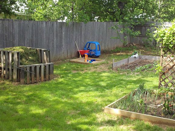 backyard, sandbox, compost