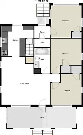 JNCO Cottage style home with 3 bedrooms, 1.5 baths. This home has beautiful hard wood floors, a spacious basement with laundry hook ups, large yard space surrounding the home, off street parking and a detached garage.