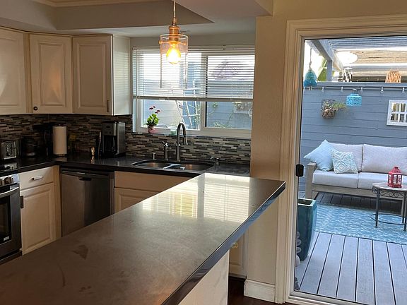 Kitchen with gas stove.