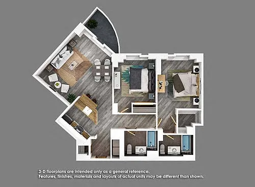 Floor plan 2 Bedroom 2 Bath- B10