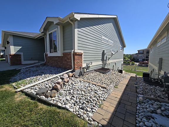Exterior walk way to lower finished level.