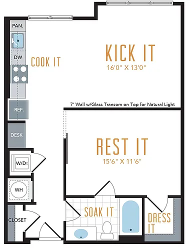 Floor plan 1 Bed 1 Bath