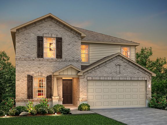 The Sandalwood, a two-story home with 2-car garage, shown with Home Exterior Q
