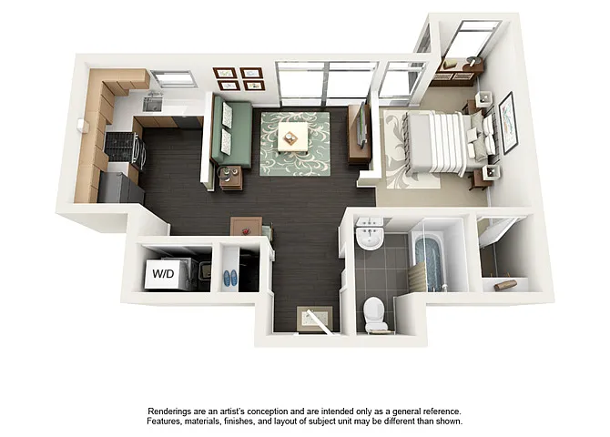 Floor plan Studio - 500 sqft