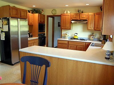 Large kitchen with eating area