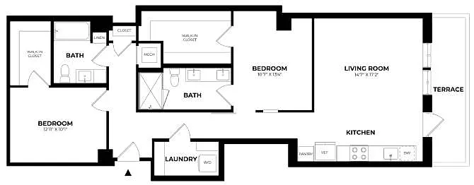 Floor plan 2 Bed/2 Bath-C2