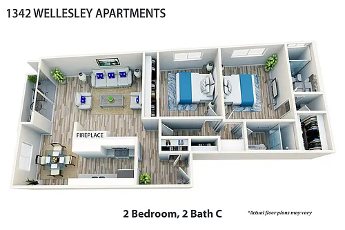 Floor plan Two Bedroom, Two Bath