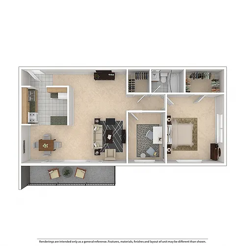 Floor plan Laurelton Court 1 Bed 1 Bath with Den