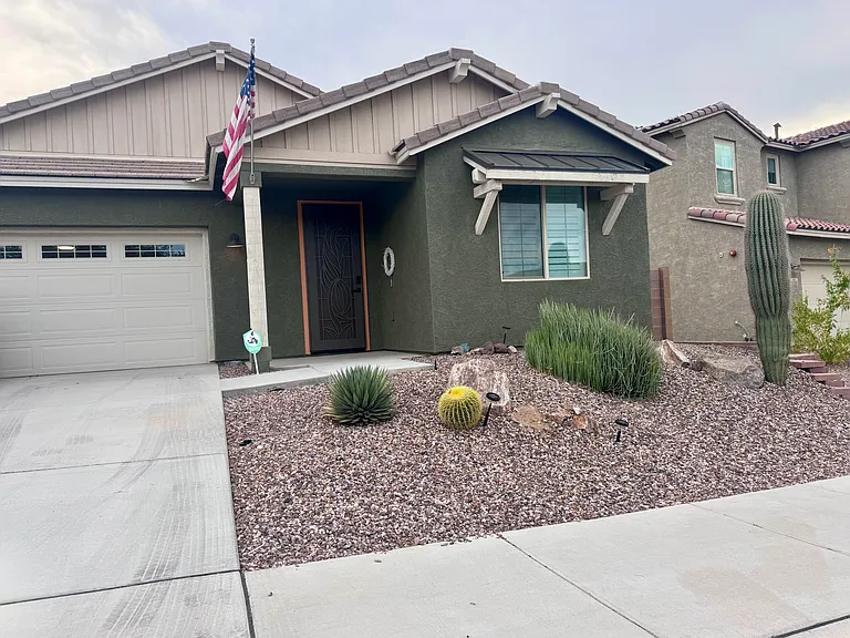 Low maintenance landscaping in front yard