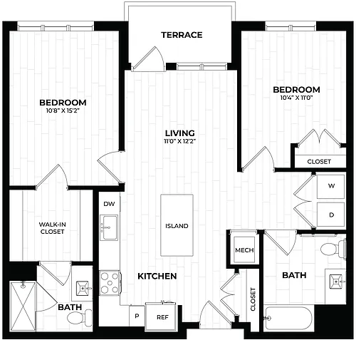 Floor plan 2 Bed/2 Bath-2.2 ANSI