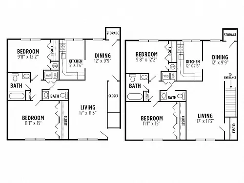 Floor plan 2 bedroom, 1.5 bath