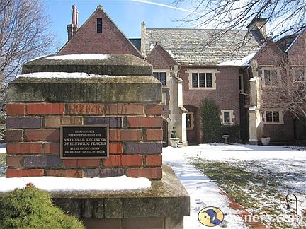 View from front sidewalk - historic plaque