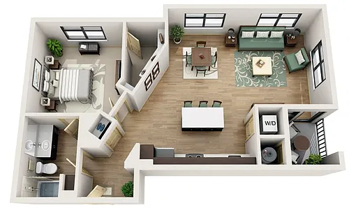 Floor plan A4 - One Bedroom, One Bath