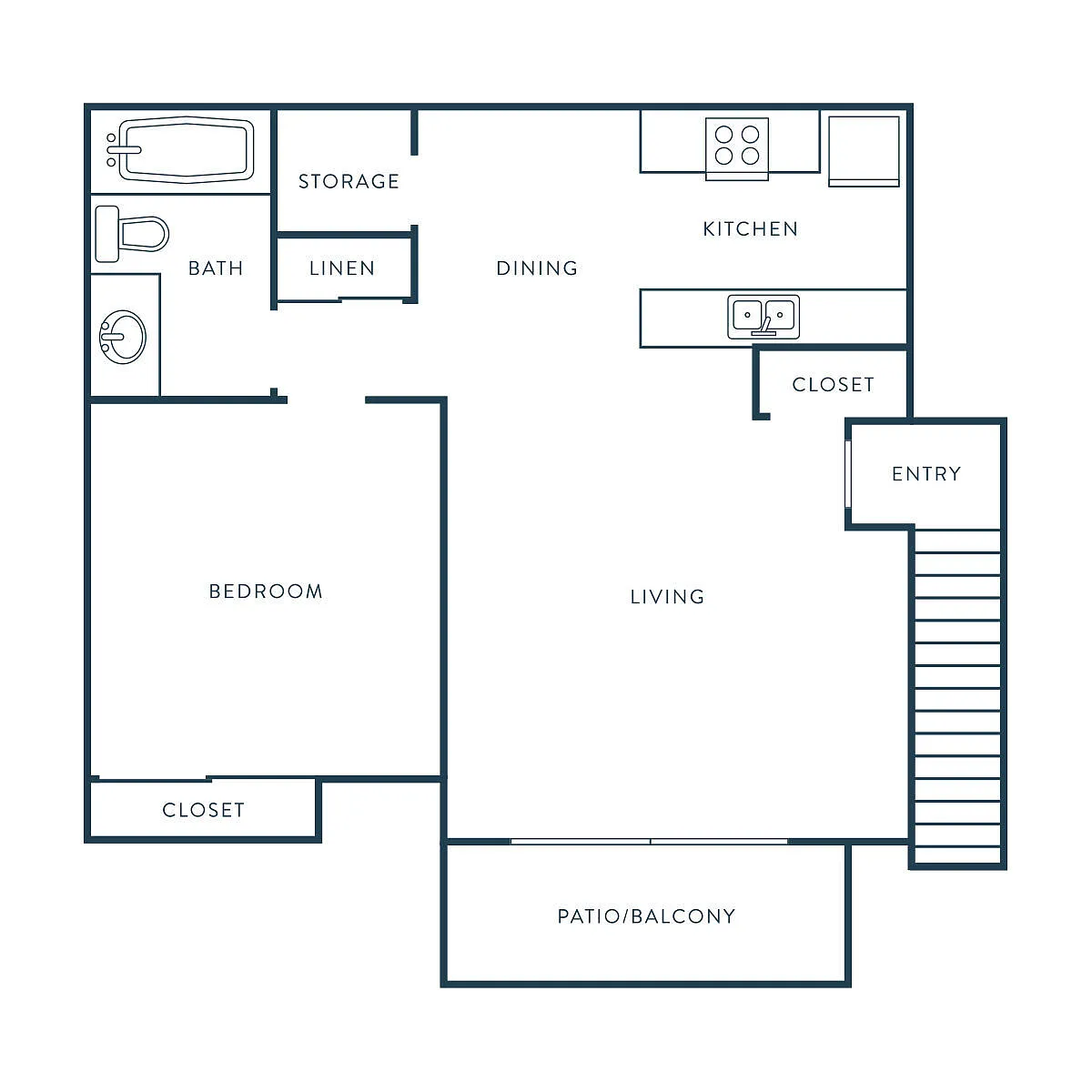 Floor plan 1 Bed, 1 Bath A