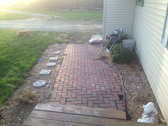 Brick walkway to front door