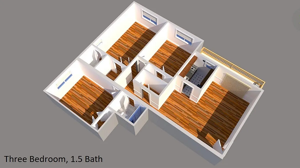 Floor plan 3 Bed 1 and Half Bath
