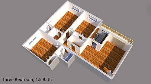 Floor plan 3 Bed 1 and Half Bath