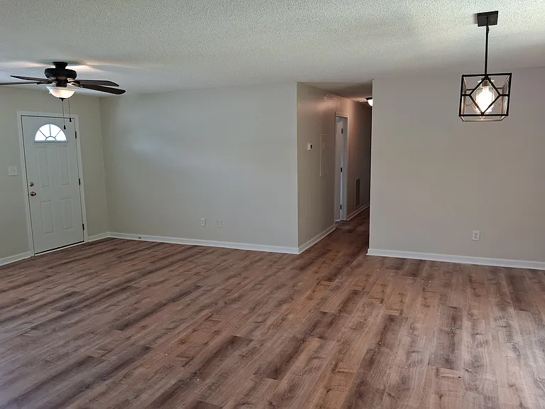 Living room and dining area from kitchen