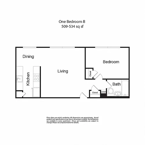 Floor plan One Bedroom B