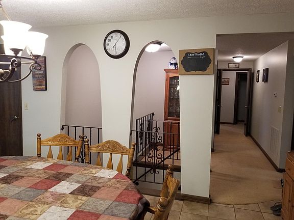 kitchen overlooking stairs