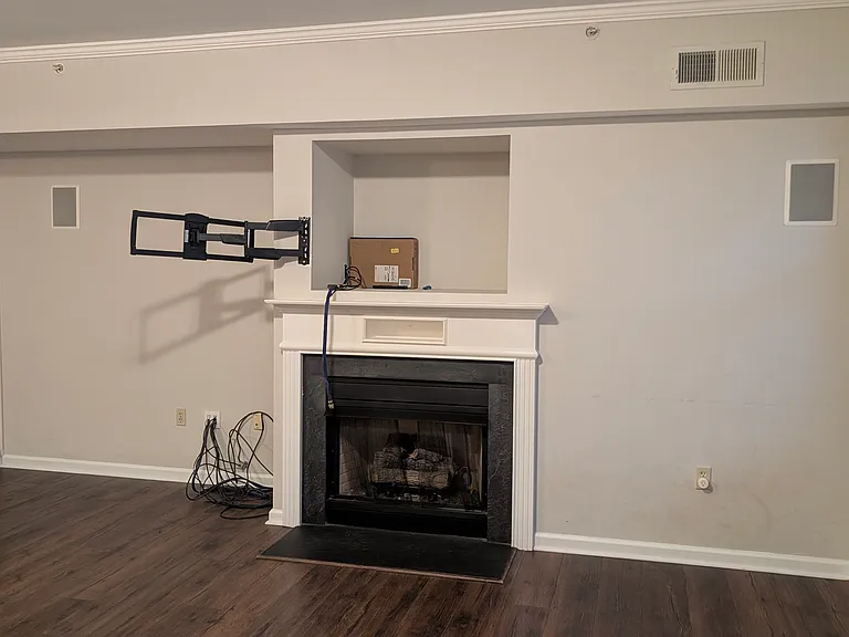 Gas fireplace and TV mount included.