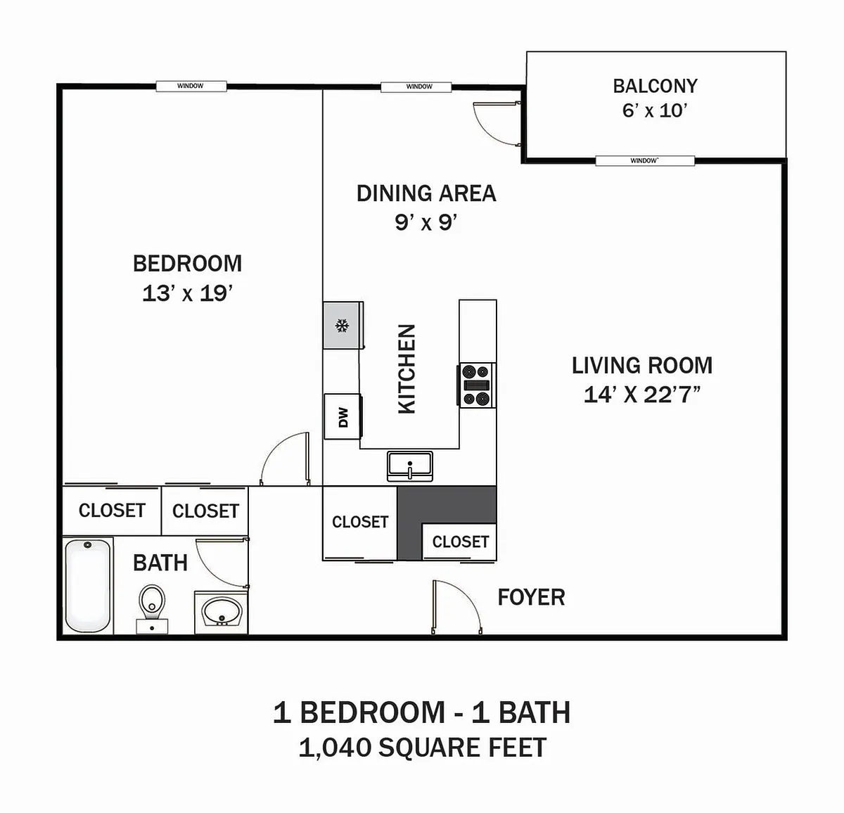 Floor plan 1 Bedroom 1 Bath