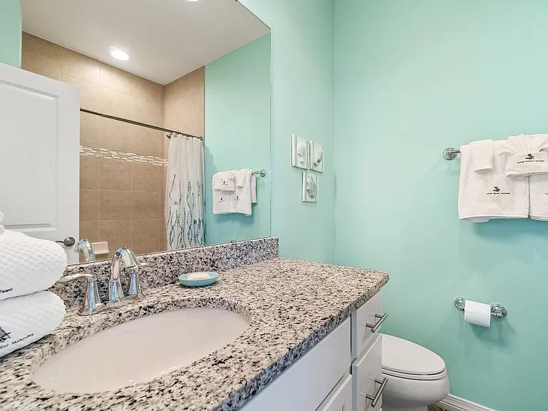 Full bathroom right outside bunk room and also the bathroom guest would use.