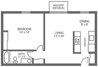 Floor plan 1 Bed | 1 Bath