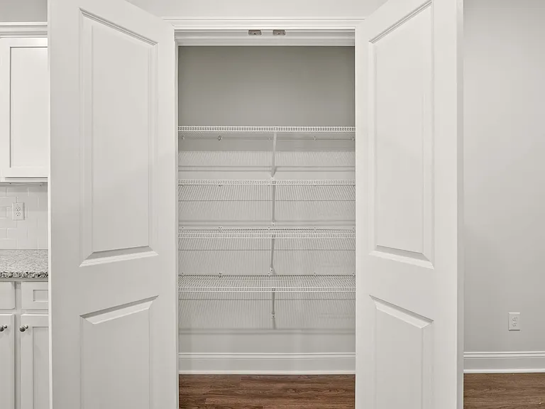 Spacious, organized pantry with ample storage.