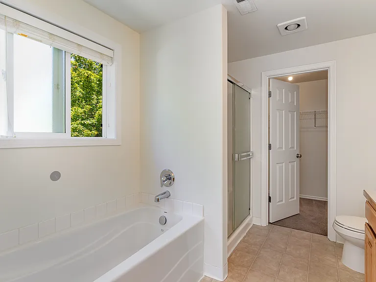 bathroom with walk in closet attached to the master bedroom